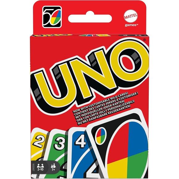 UNO Classic Card Game 112 Cards Customizable Erasable Wild Kids Gift Ages 7+ - Picture 1 of 6